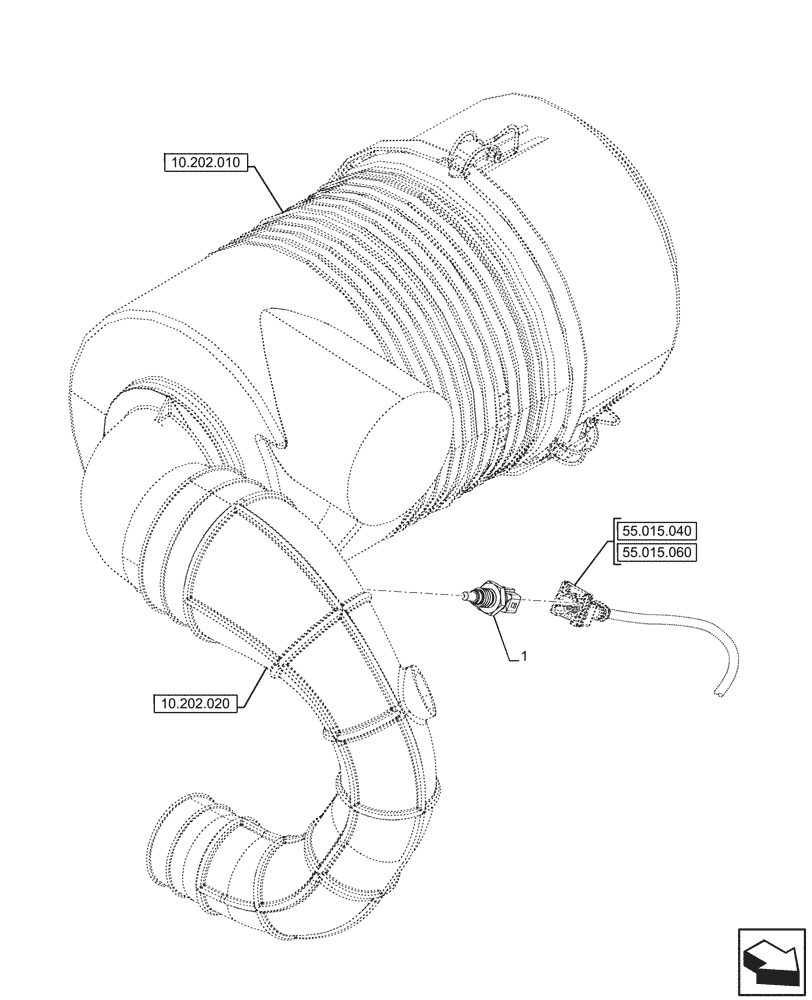 Схема запчастей Case 590SN - (55.014.020) - AIR CLEANER, TEMPERATURE SENDER (55) - ELECTRICAL SYSTEMS