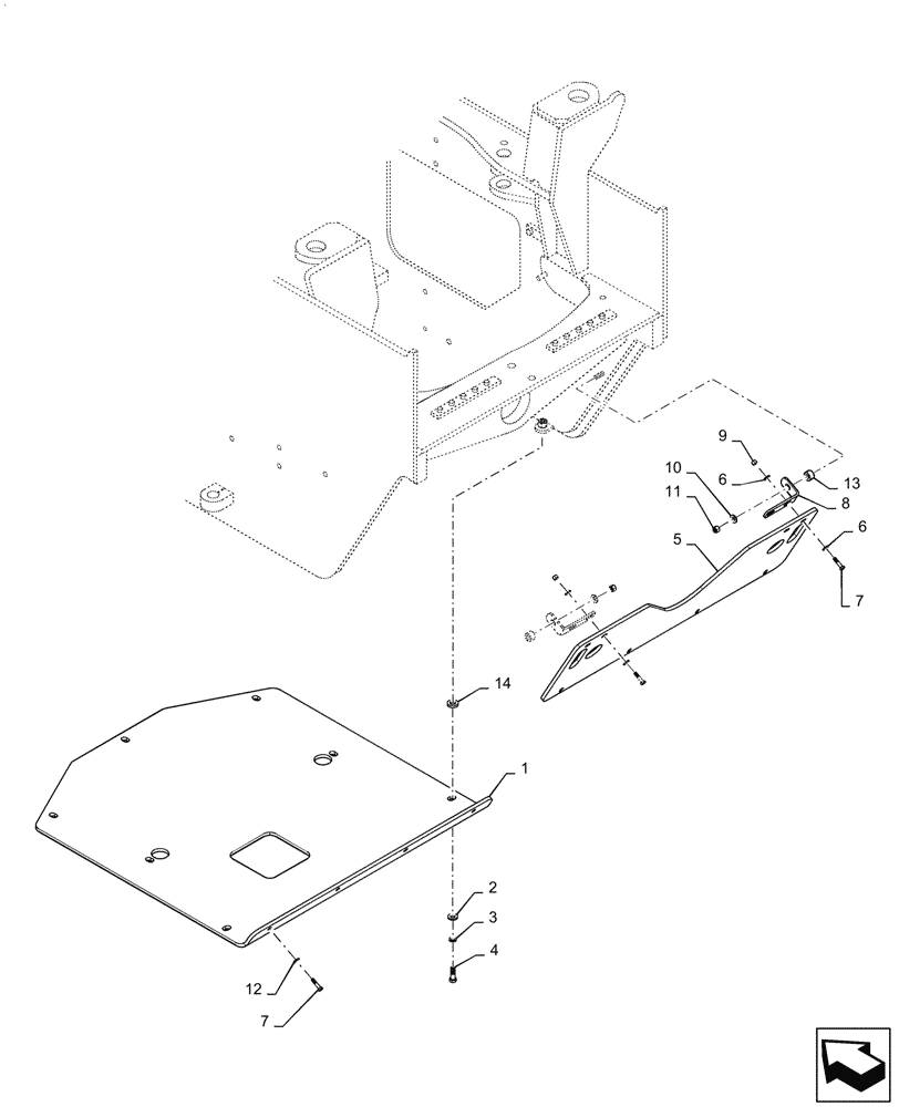 Схема запчастей Case 721G - (90.116.060) - REAR SKID PLATE (90) - PLATFORM, CAB, BODYWORK AND DECALS