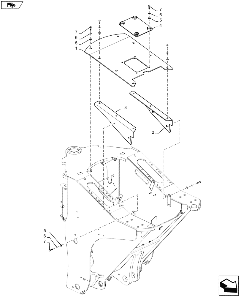 Схема запчастей Case 721G - (90.116.080) - FRONT CHASSIS GUARD (90) - PLATFORM, CAB, BODYWORK AND DECALS