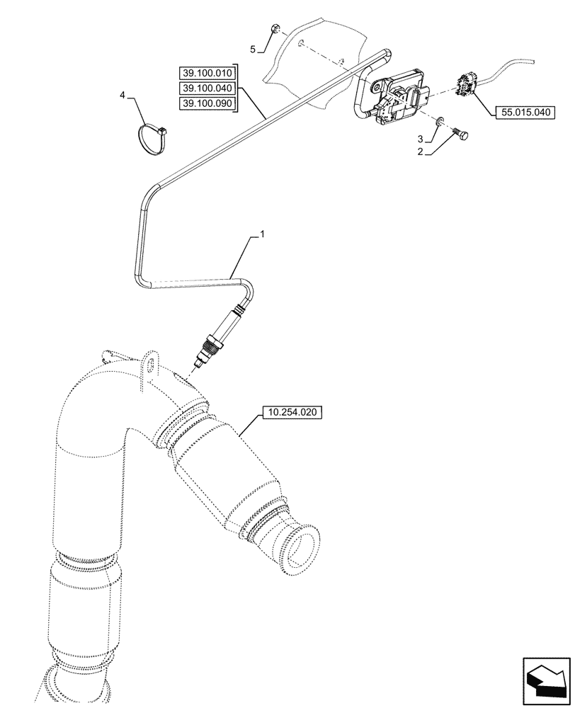 Схема запчастей Case 580SN - (55.988.060) - EXHAUST SYSTEM, NOX SENSOR (55) - ELECTRICAL SYSTEMS