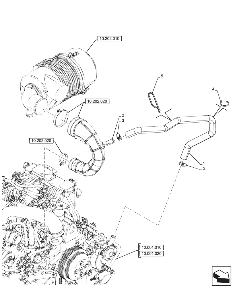 Схема запчастей Case 580SN WT - (10.202.060) - AIR CLEANER, ENGINE, INTAKE AIR HOSE (10) - ENGINE