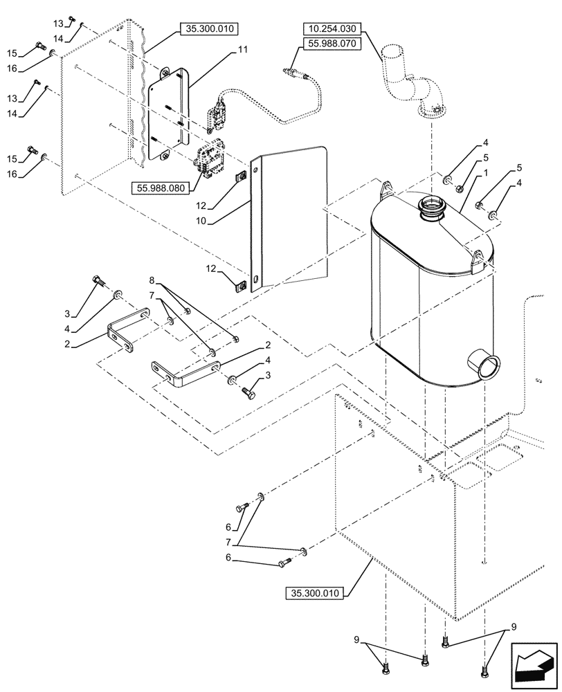 Схема запчастей Case 590SN - (10.500.060) - SELECTIVE CATALYTIC REDUCTION, MUFFLER (10) - ENGINE