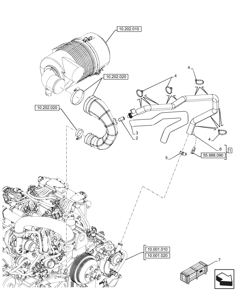 Схема запчастей Case 580SN WT - (10.202.040) - VAR - 423093 - AIR CLEANER, COLD START, INSULATION (10) - ENGINE