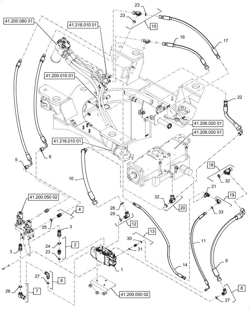 Схема запчастей Case 721G - (41.200.050[01]) - VAR - 482930 - STANDARD, STEERING - W/ JOYSTICK (41) - STEERING