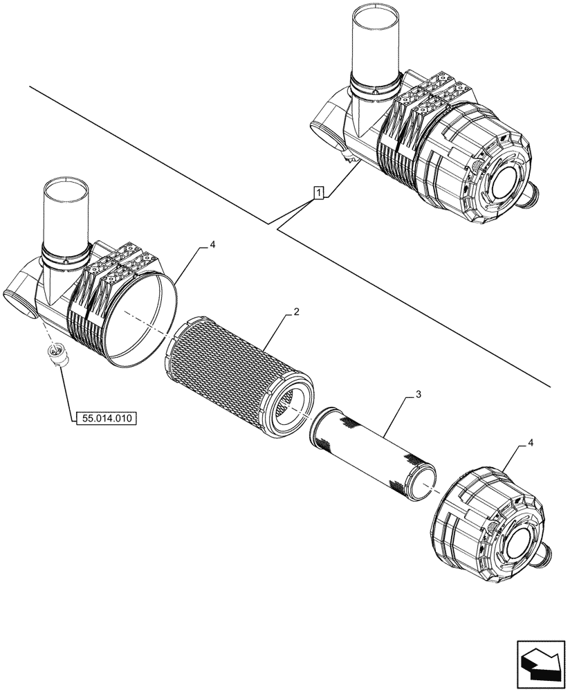 Схема запчастей Case 580N - (10.202.020) - AIR CLEANER, COMPONENTS (10) - ENGINE