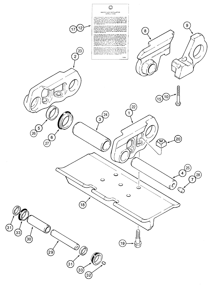 Схема запчастей Case 850H - (05-10) - TRACK CHAIN, CASE LUBRICATED, EACH MASTER LINK HAS TWO BOLT HOLES (11) - TRACKS/STEERING