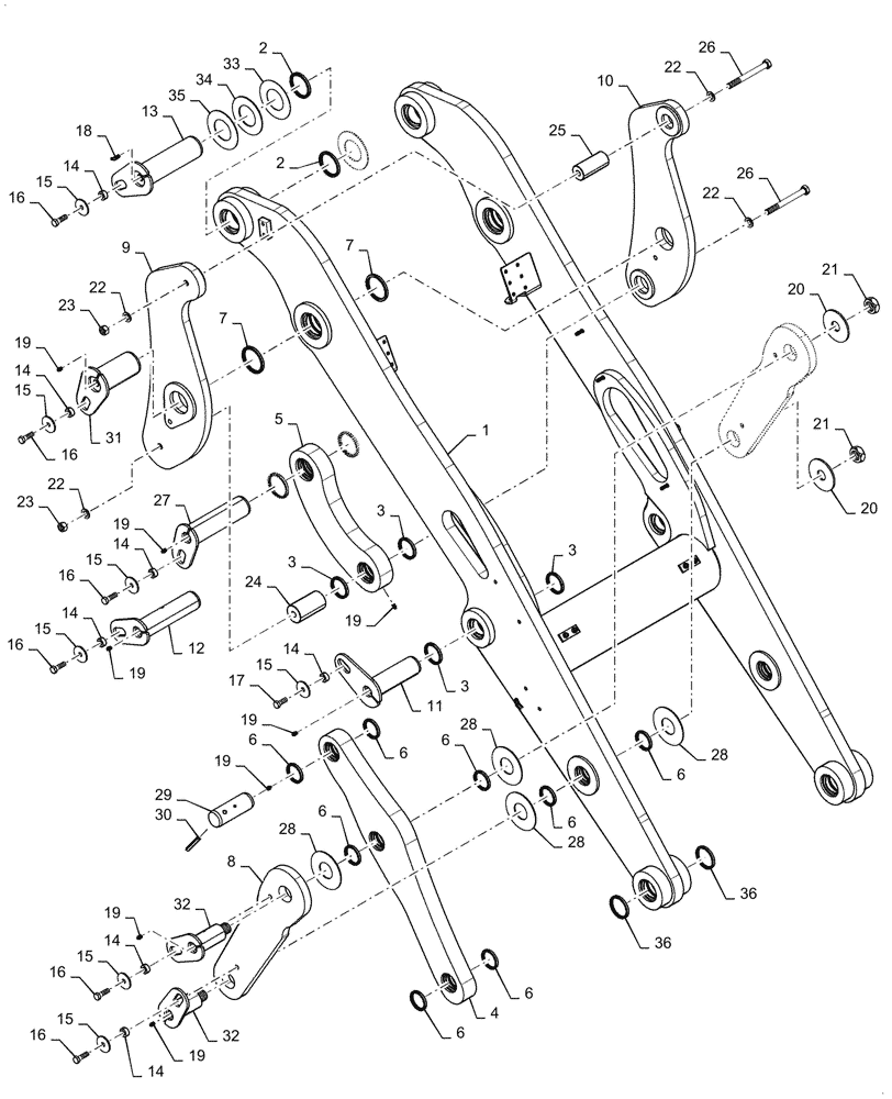 Схема запчастей Case 721G - (39.105.020[02]) - LIFT ARM INSTALLATION, XT (39) - FRAMES AND BALLASTING