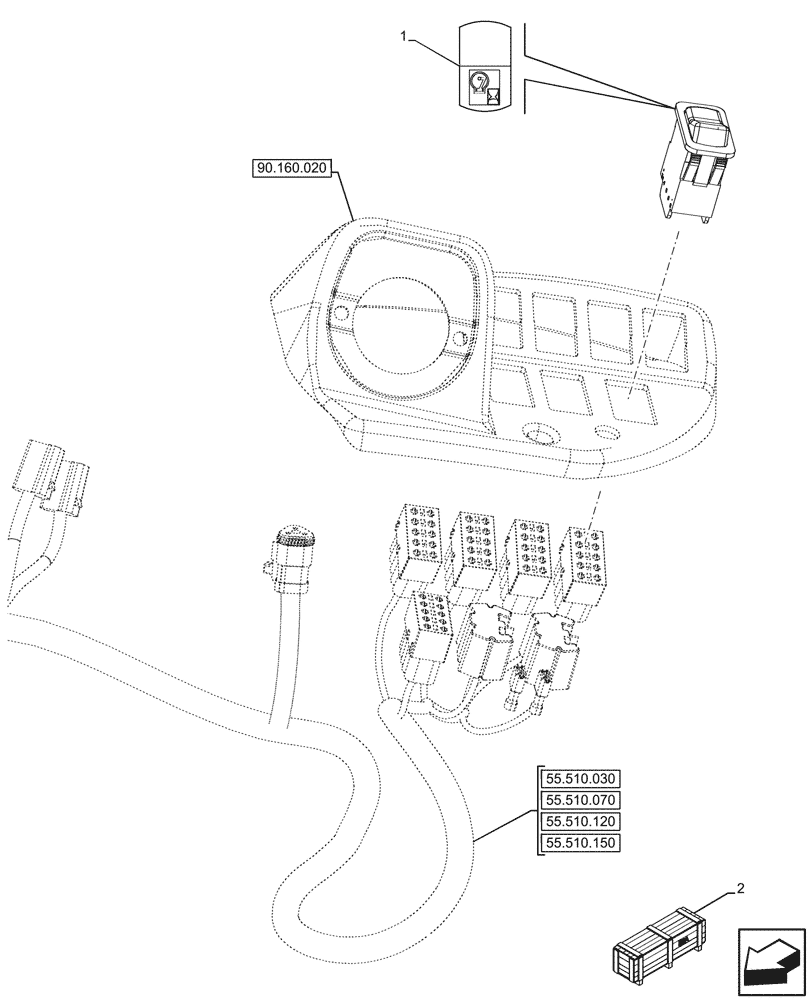 Схема запчастей Case 590SN - (55.525.040) - VAR - 745171 - SPEED LIMITER, W/ DECEL, SWITCH (55) - ELECTRICAL SYSTEMS