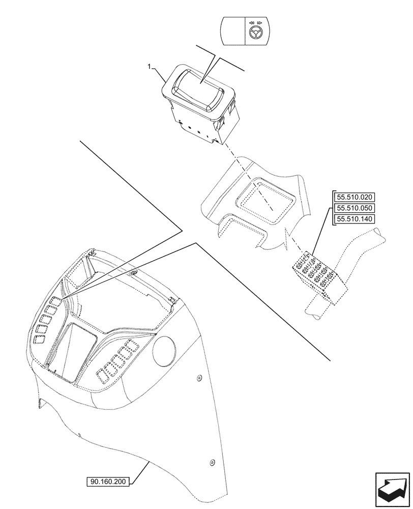 Схема запчастей Case 580SN WT - (55.047.010) - VAR - 423011 - W/ FAST STEER™ SYSTEM (55) - ELECTRICAL SYSTEMS