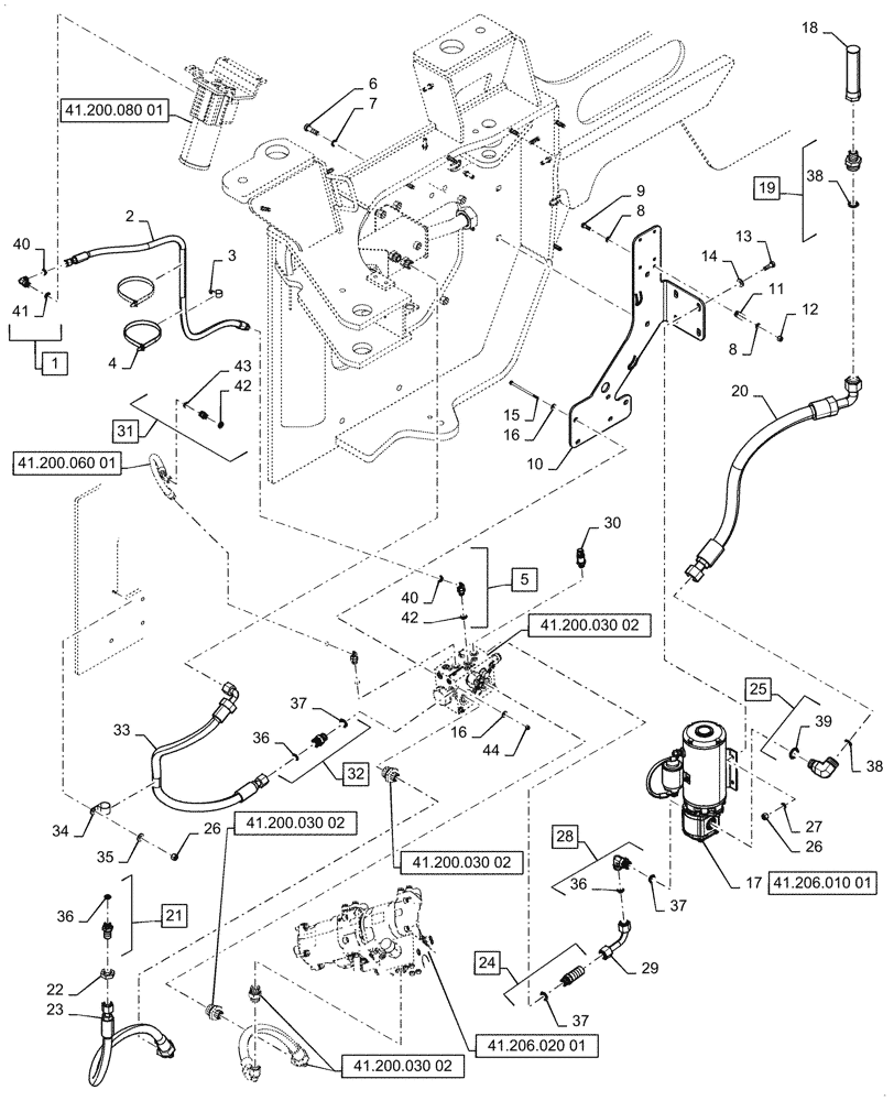 Схема запчастей Case 721G - (41.200.030[01]) - VAR - 482913, 782442 - ELECTRIC SYSTEM CONTROL, STEERING - W/ JOYSTICK (41) - STEERING