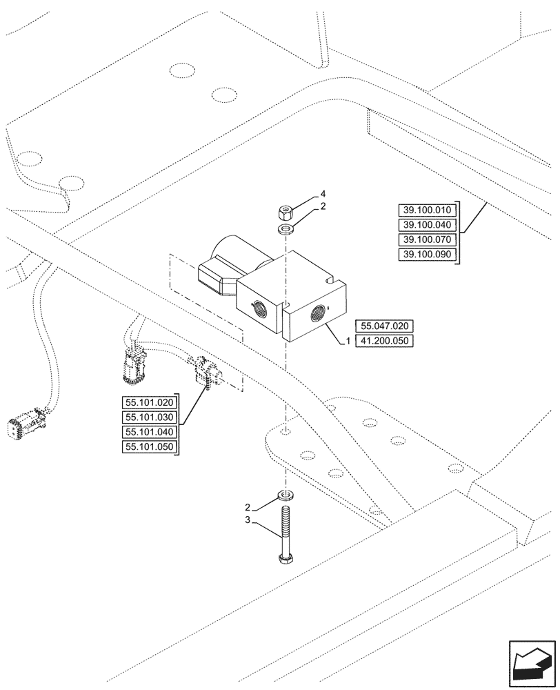 Схема запчастей Case 580N EP - (41.200.040) - VAR - 423011 - STEERING VALVE, SOLENOID (41) - STEERING