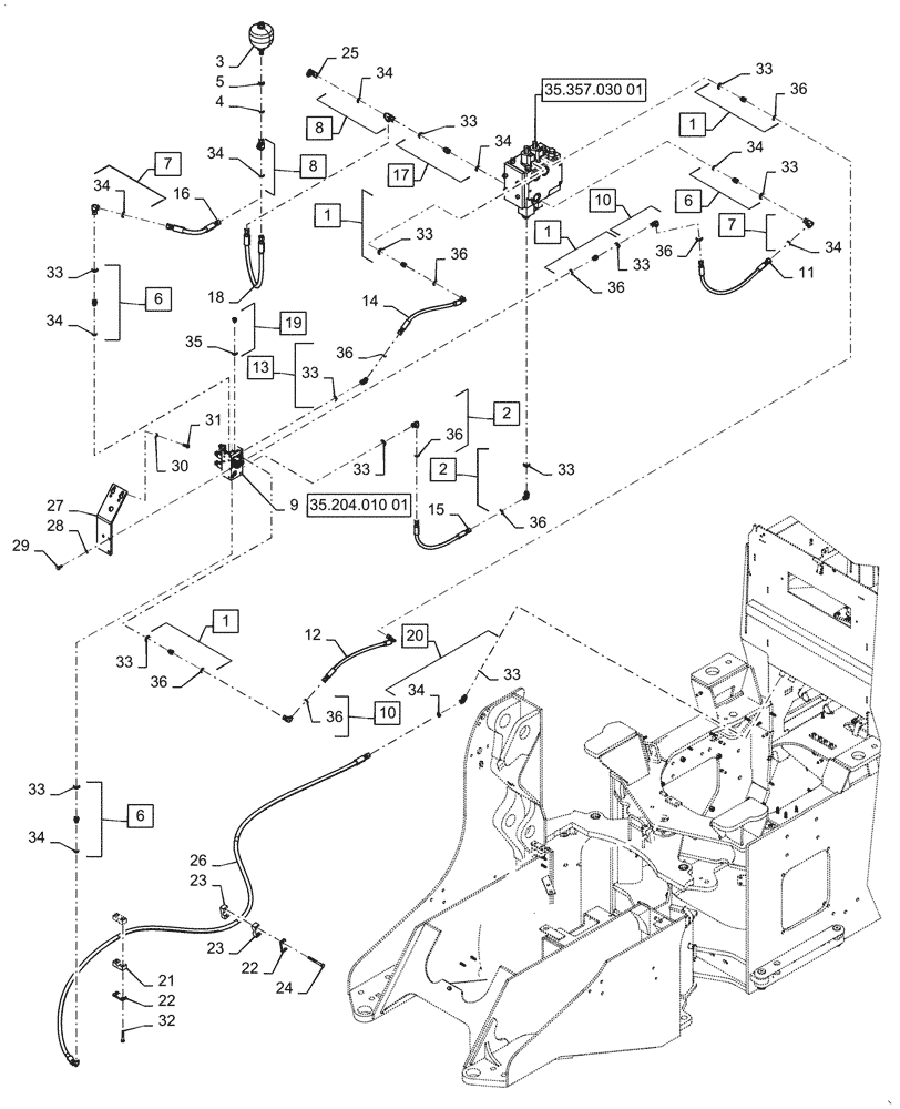 Схема запчастей Case 721G - (35.480.010[01]) - VAR - 734051, 734052 - CONTROL VALVE LINE - 2 SPOOL, EH (35) - HYDRAULIC SYSTEMS