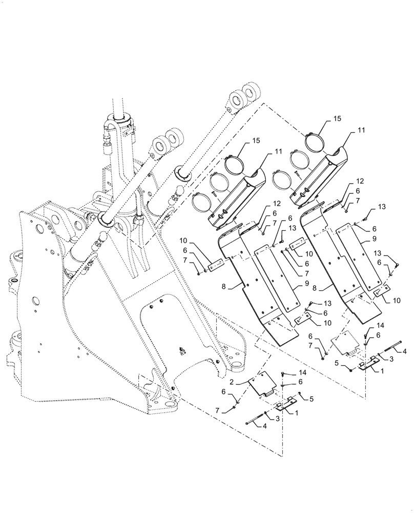 Схема запчастей Case 721G - (90.119.010) - CYLINDER GUARD COVER (90) - PLATFORM, CAB, BODYWORK AND DECALS