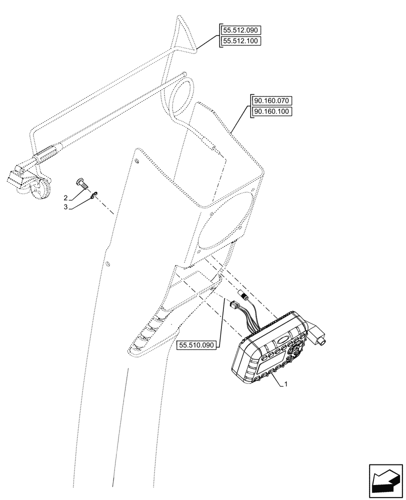 Схема запчастей Case 590SN - (55.512.110) - VAR - 423077 - RADIO (55) - ELECTRICAL SYSTEMS