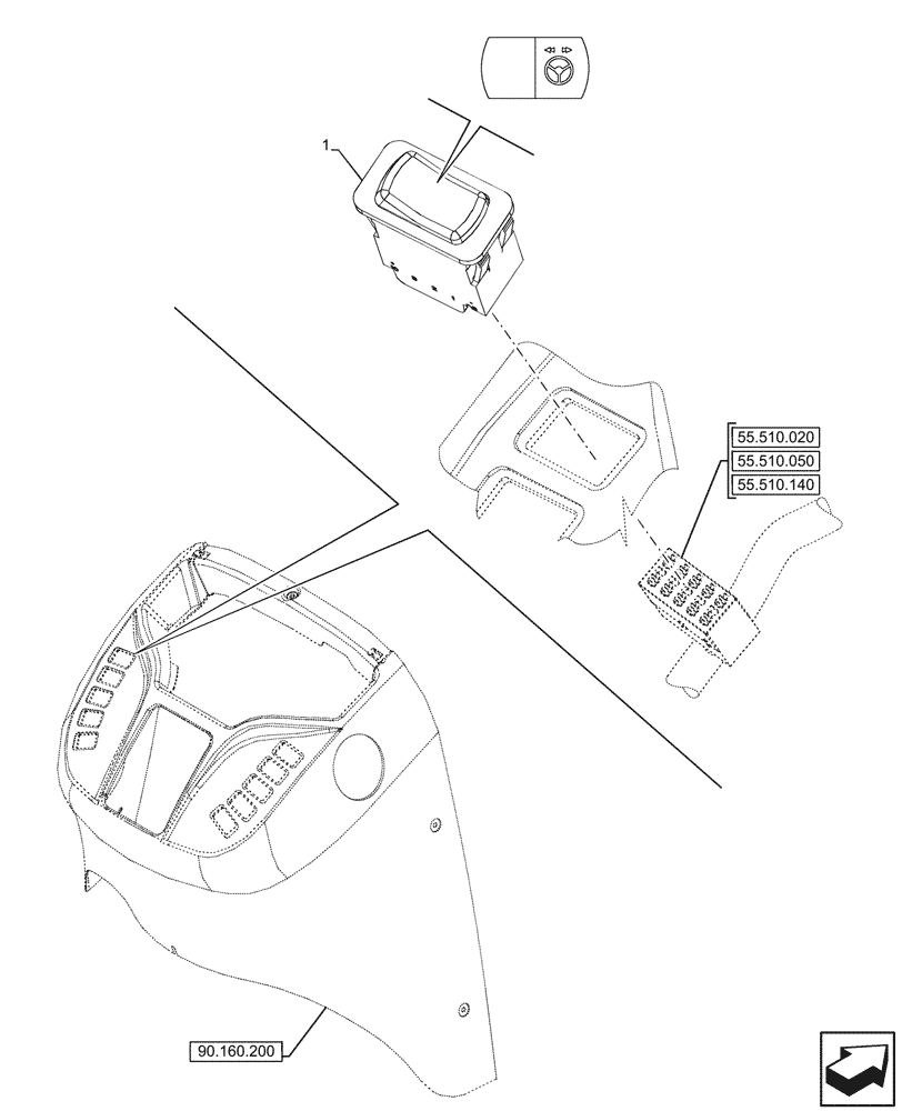 Схема запчастей Case 580SN WT - (55.047.010) - VAR - 423011 - W/ FAST STEER™ SYSTEM (55) - ELECTRICAL SYSTEMS