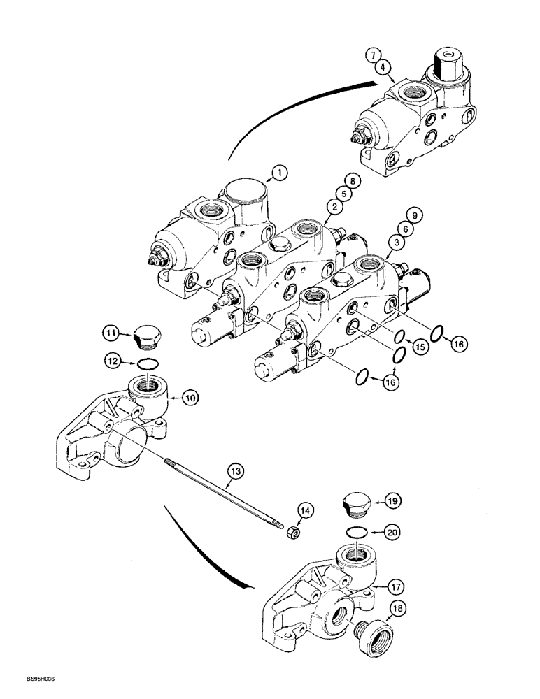 Схема запчастей Case 721B - (8-031A) - LOADER CONTROL VALVE - TWO SPOOL, XT LOADER, 117764A1 VALVE ASSEMBLY (08) - HYDRAULICS