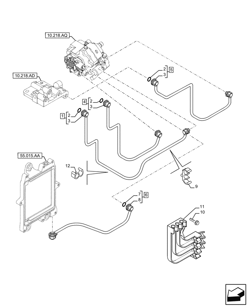 Схема запчастей Case F4HFE6132 A003 - (10.210.AF) - FUEL LINE (10) - ENGINE