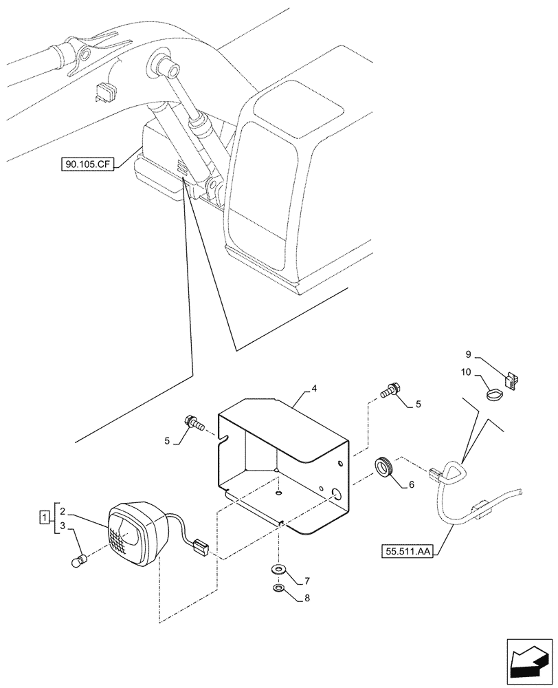 Схема запчастей Case CX300D LC - (55.404.AL[01]) - FRONT LIGHT - BSN NGS7N1135 (55) - ELECTRICAL SYSTEMS