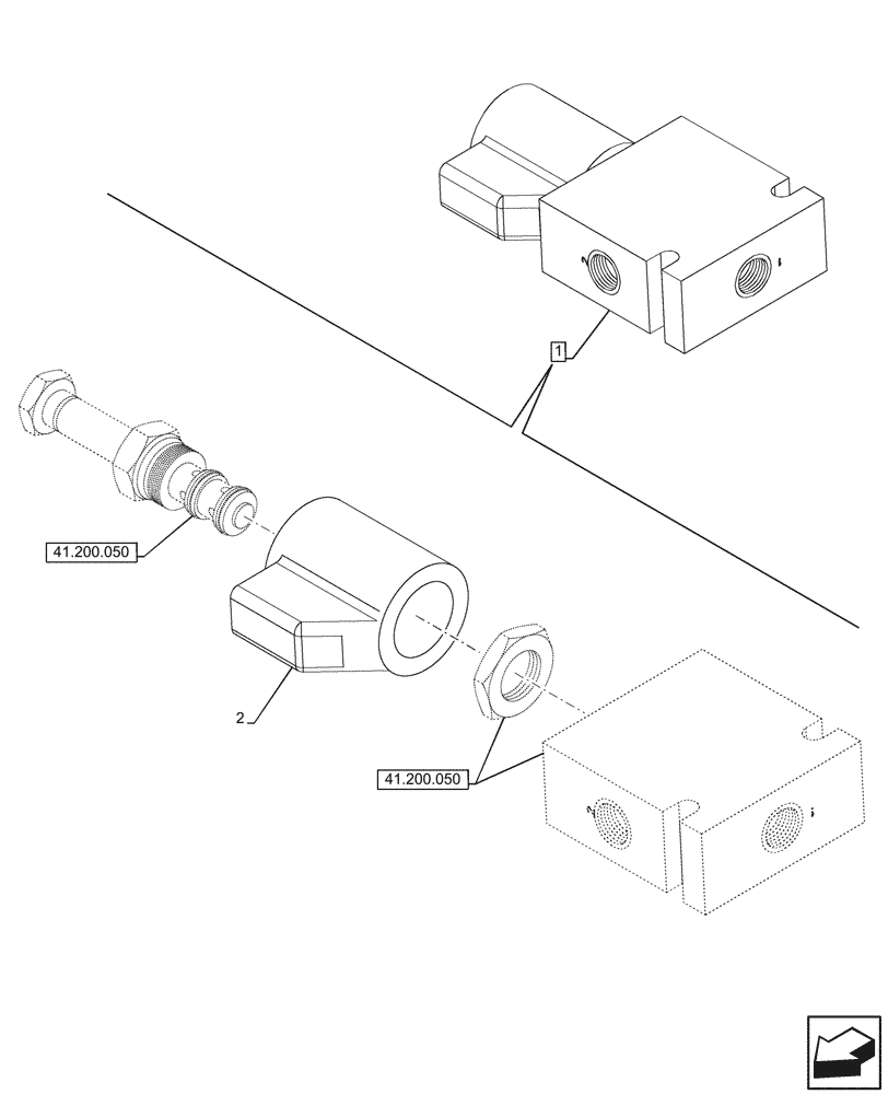 Схема запчастей Case 590SN - (55.047.020) - VAR - 423011 - STEERING VALVE, SOLENOID, COMPONENTS (55) - ELECTRICAL SYSTEMS