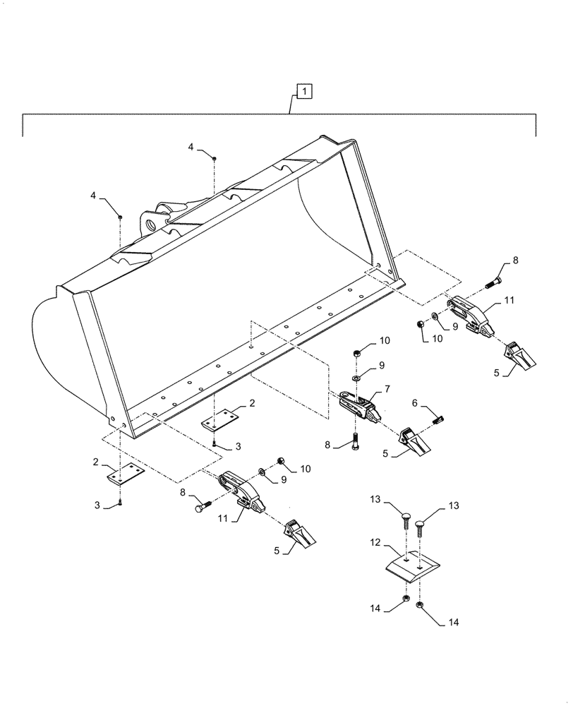 Схема запчастей Case 721G - (82.300.050) - VAR - 424243, 424248, 424249, 424250, 482396 - LOADER BUCKET - WITH TEETH, SEGMENTS AND SKID PADS/COUPLERS (82) - FRONT LOADER & BUCKET