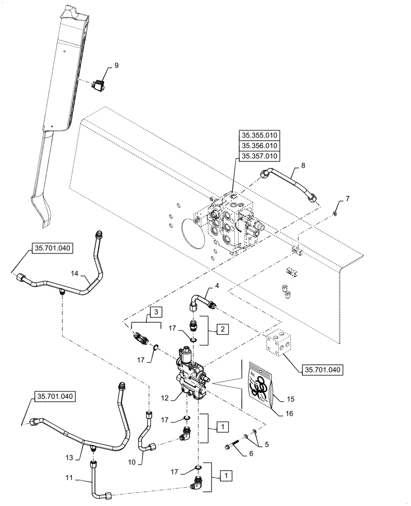 Схема запчастей Case SV340 - (35.724.020[01]) - SELF-LEVELING HYDRAULIC CONTROL, EH CONTROLS (35) - HYDRAULIC SYSTEMS