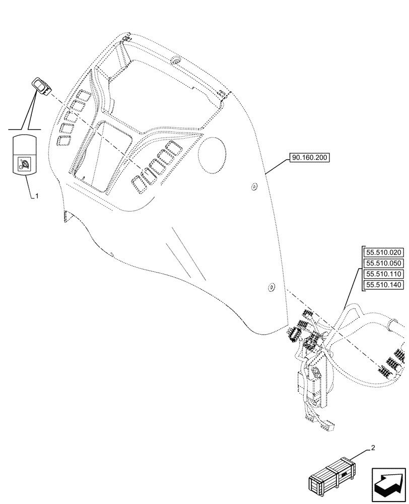 Схема запчастей Case 590SN - (55.512.050) - VAR - 745171 - ENGINE, ECONOMY, SWITCH (55) - ELECTRICAL SYSTEMS