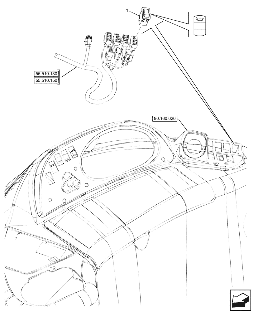 Схема запчастей Case 580N - (55.512.050) - HORN, SWITCH (55) - ELECTRICAL SYSTEMS