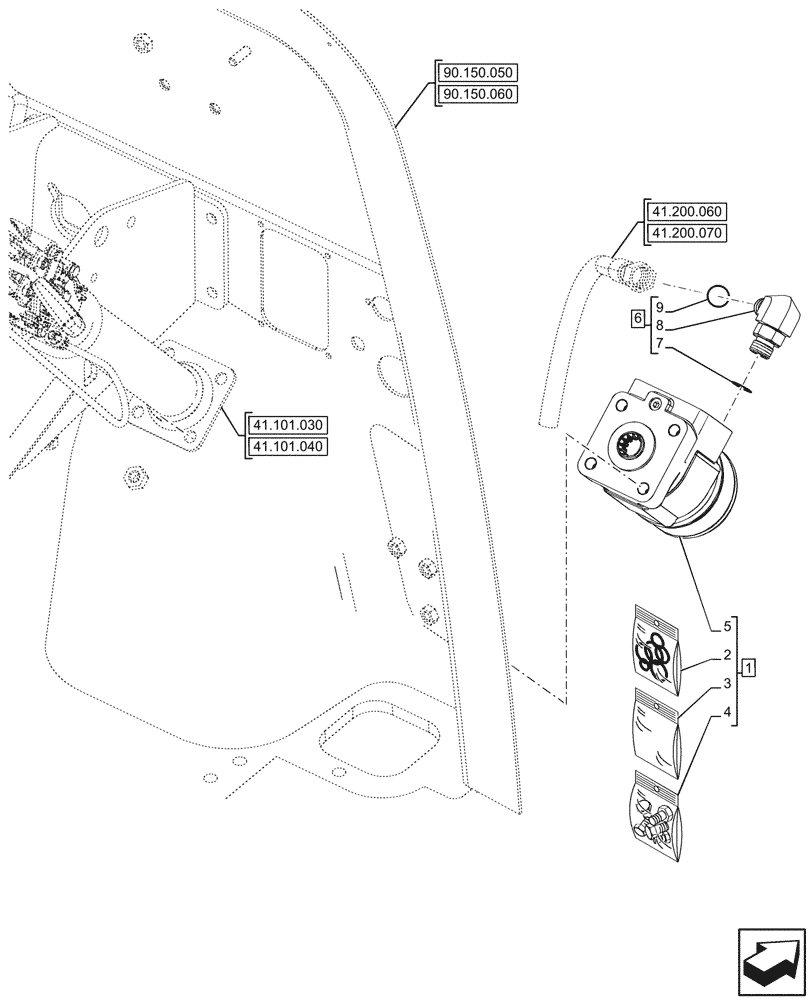 Схема запчастей Case 580SN - (41.206.020) - POWER STEERING PUMP (41) - STEERING