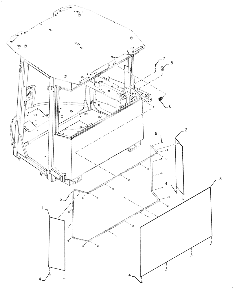 Схема запчастей Case 621G - (90.156.040) - VAR - 734065 - REAR WINDSHIELD WITH HEATER (90) - PLATFORM, CAB, BODYWORK AND DECALS