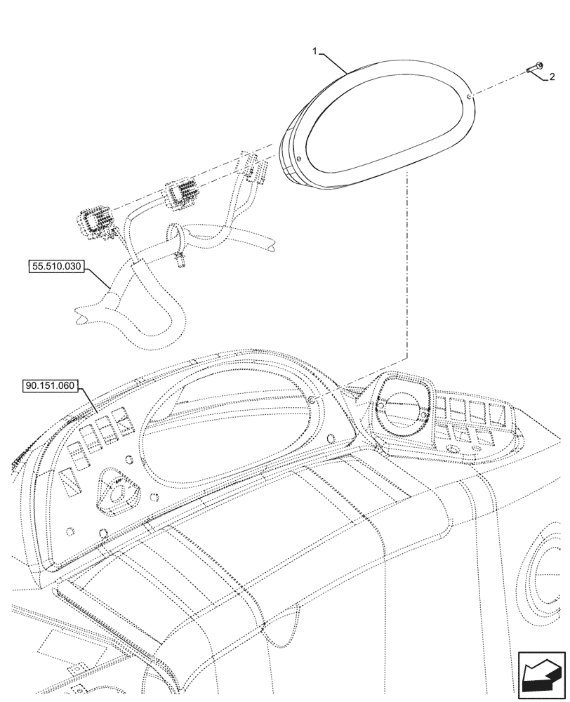 Схема запчастей Case 580SN WT - (55.408.040) - INSTRUMENT CLUSTER (55) - ELECTRICAL SYSTEMS