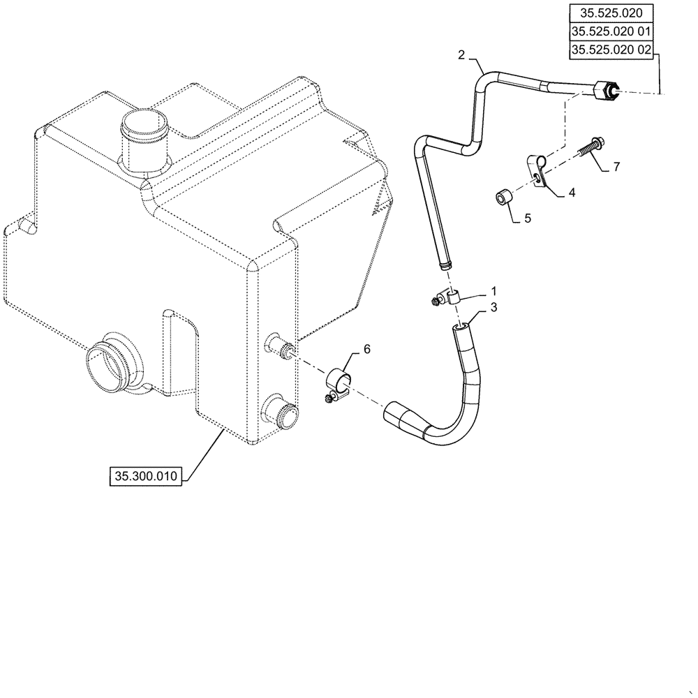 Схема запчастей Case SV340 - (35.525.040) - AUXILIARY HYDRAULIC DRAIN PLUMBING (35) - HYDRAULIC SYSTEMS