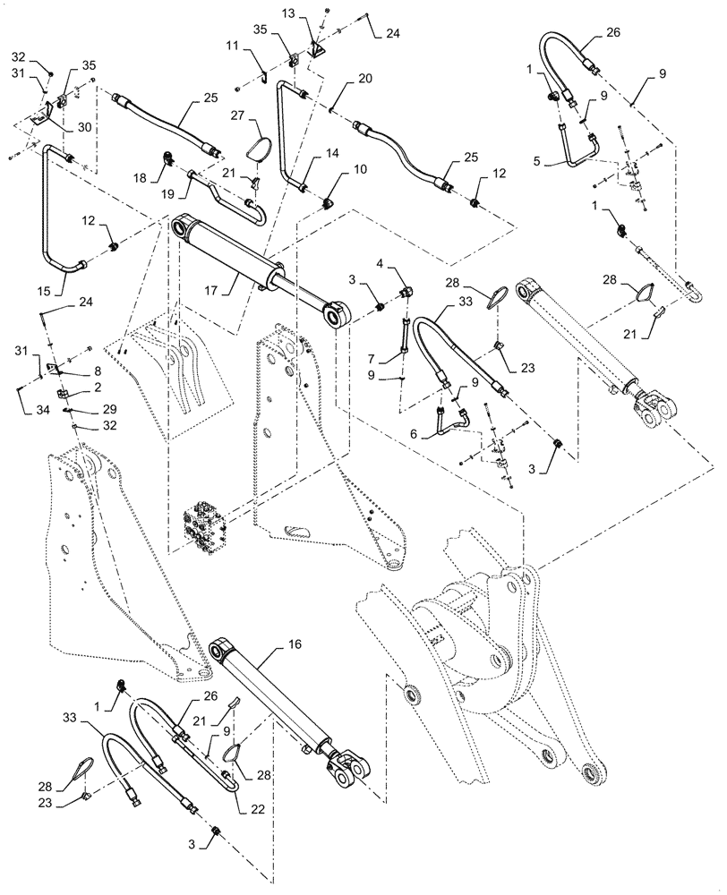 Схема запчастей Case 721G - (35.100.010) - LIFT & TILT CYLINDER, Z-BAR / XR (35) - HYDRAULIC SYSTEMS