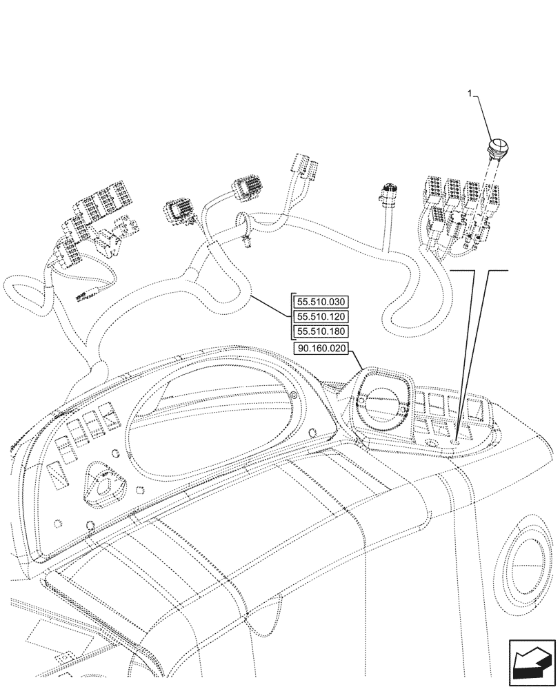 Схема запчастей Case 590SN - (55.512.040) - HORN, SWITCH (55) - ELECTRICAL SYSTEMS