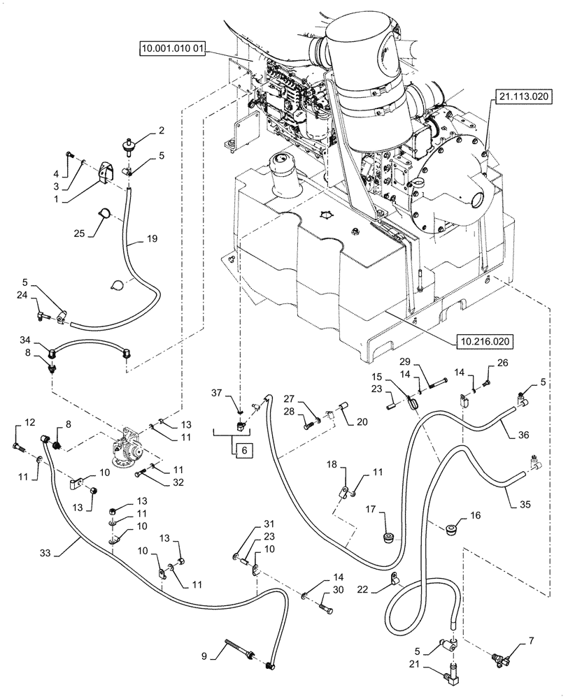 Схема запчастей Case 921G - (10.216.010) - FUEL LINE INSTALLATION (10) - ENGINE