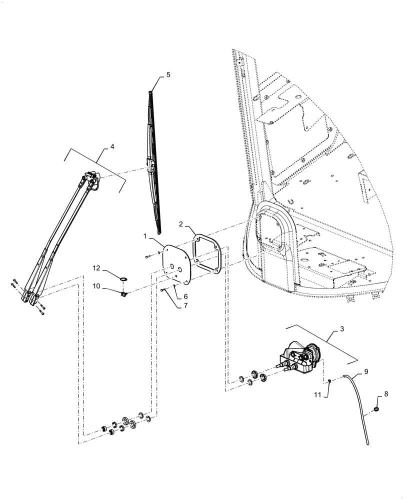 Схема запчастей Case 521G - (55.518.040) - VAR - 734065 - FRONT WINDSHIELD WIPER MOUNT (55) - ELECTRICAL SYSTEMS