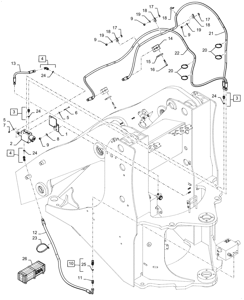 Схема запчастей Case 721G - (35.701.020) - COUPLER LINE INSTALLATION, XT (35) - HYDRAULIC SYSTEMS