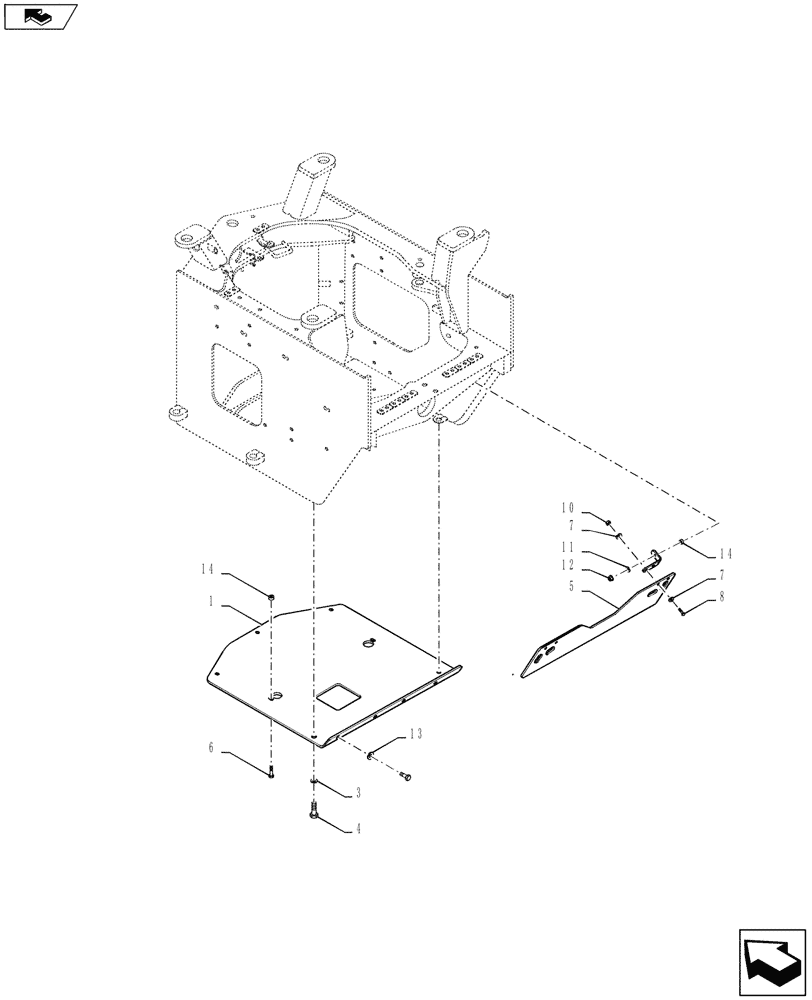 Схема запчастей Case 921G - (90.116.010[01]) - VAR - 482027 - REAR SKID PLATE (90) - PLATFORM, CAB, BODYWORK AND DECALS