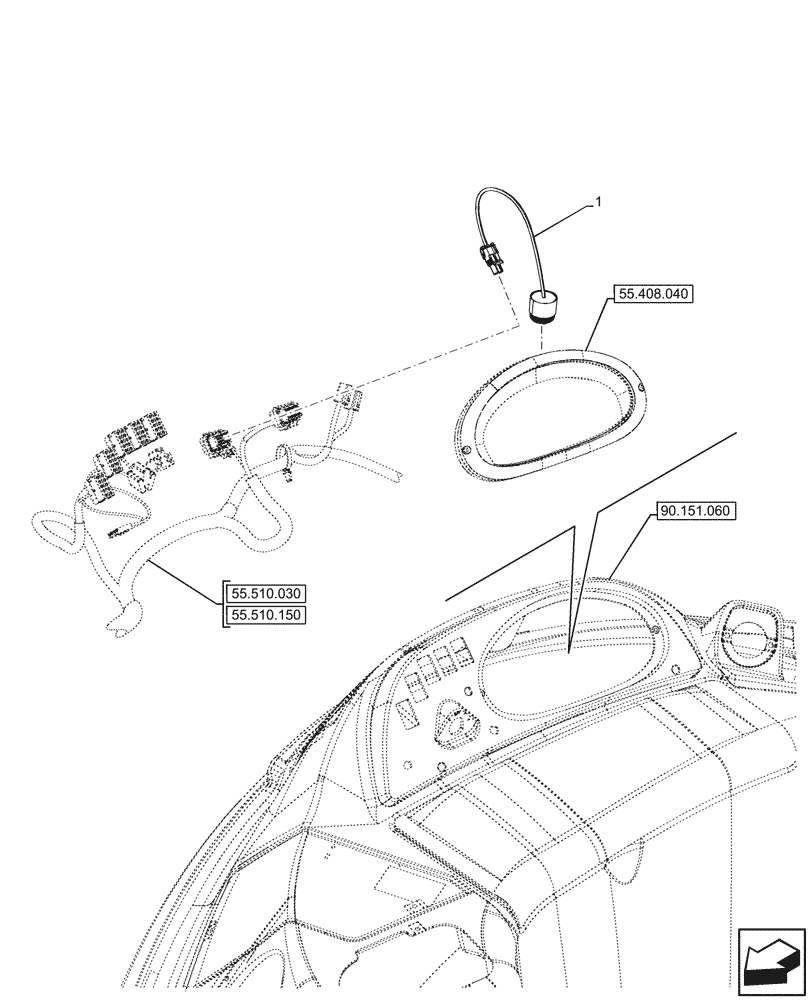 Схема запчастей Case 590SN - (55.408.010) - HORN (55) - ELECTRICAL SYSTEMS