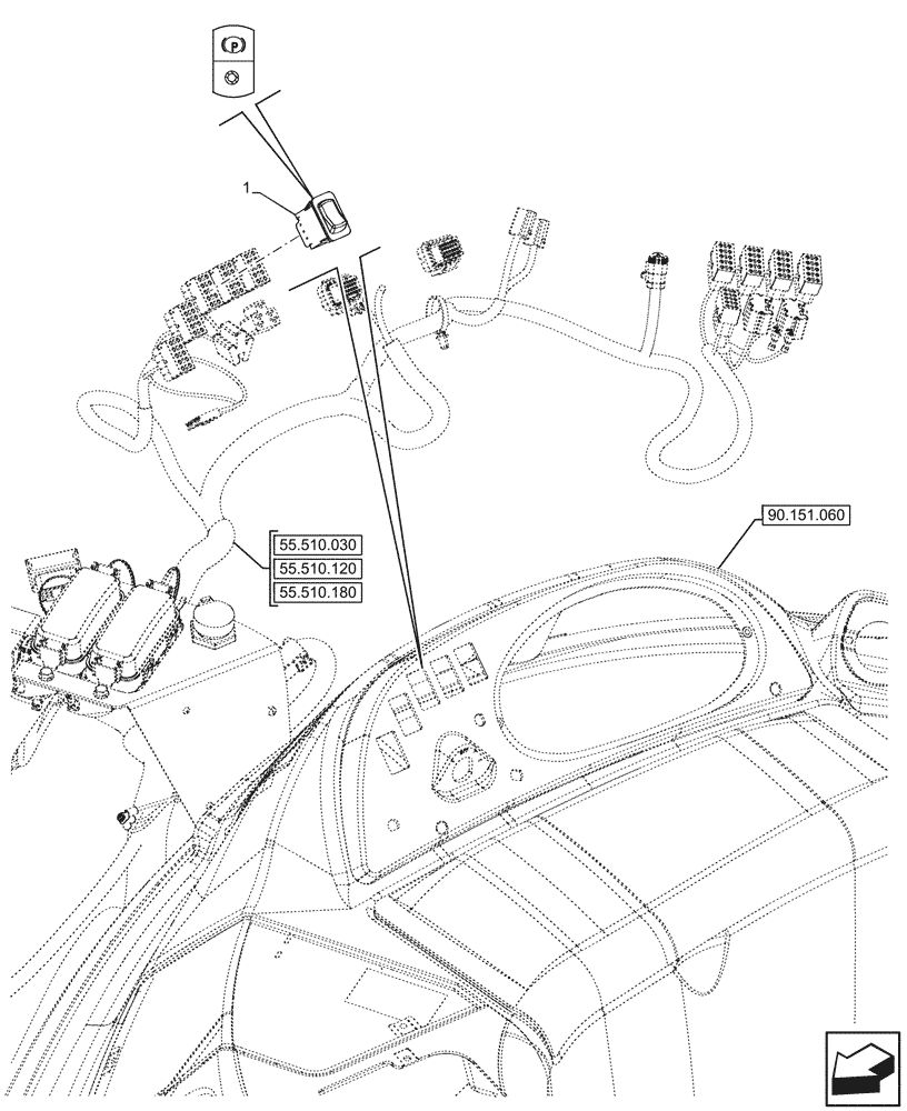 Схема запчастей Case 580SN WT - (55.519.010) - BRAKE, CONTROL, SWITCH (55) - ELECTRICAL SYSTEMS