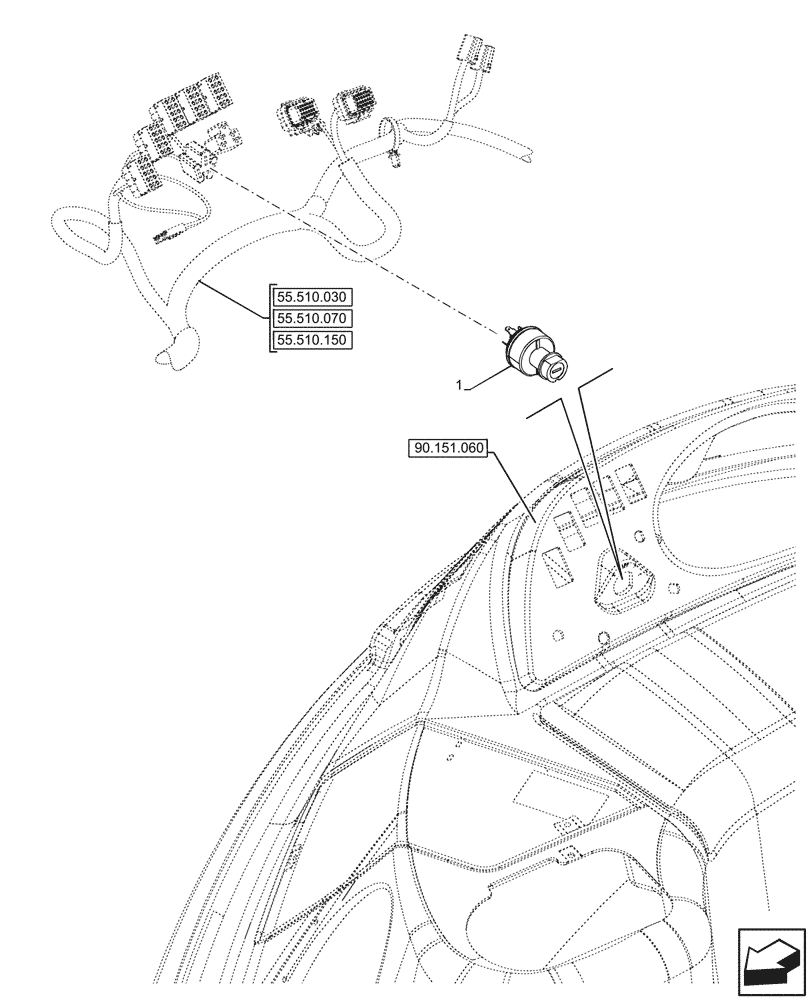 Схема запчастей Case 590SN - (55.201.020) - IGNITION SWITCH (55) - ELECTRICAL SYSTEMS