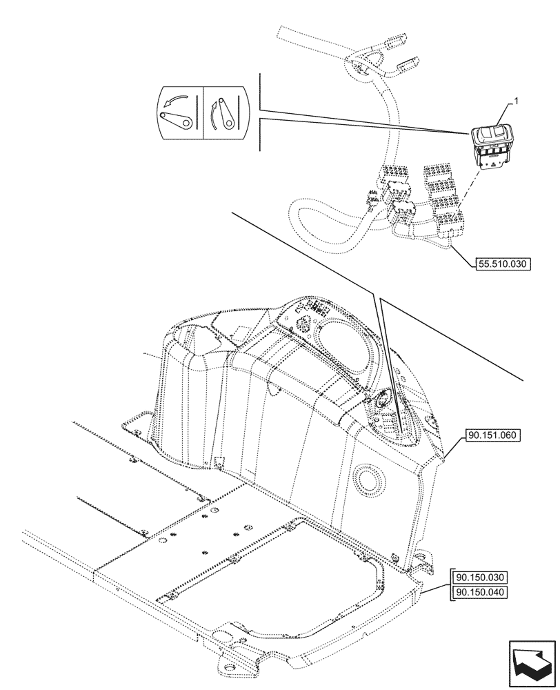 Схема запчастей Case 580SN WT - (55.512.030) - ELECTRONIC LIFT, SWITCH (55) - ELECTRICAL SYSTEMS