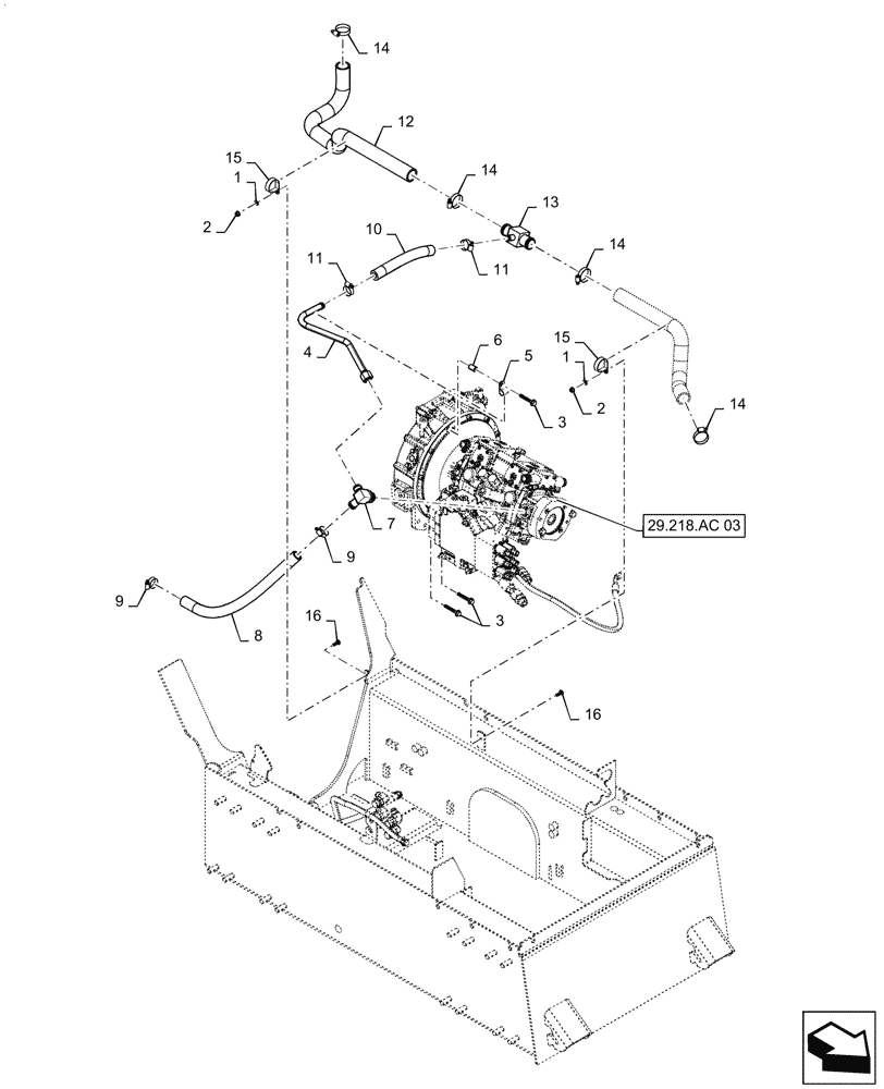 Схема запчастей Case SR200 - (29.204.AB[04]) - HYDROSTATIC PUMP, SUPPLY LINES, E-H CONTROLS (29) - HYDROSTATIC DRIVE