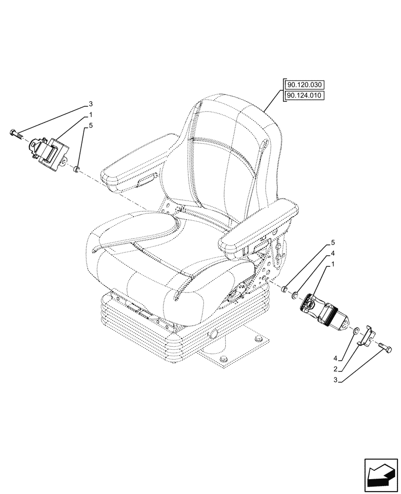 Схема запчастей Case 590SN - (90.151.020) - SEAT BELT, 2 INCH (90) - PLATFORM, CAB, BODYWORK AND DECALS