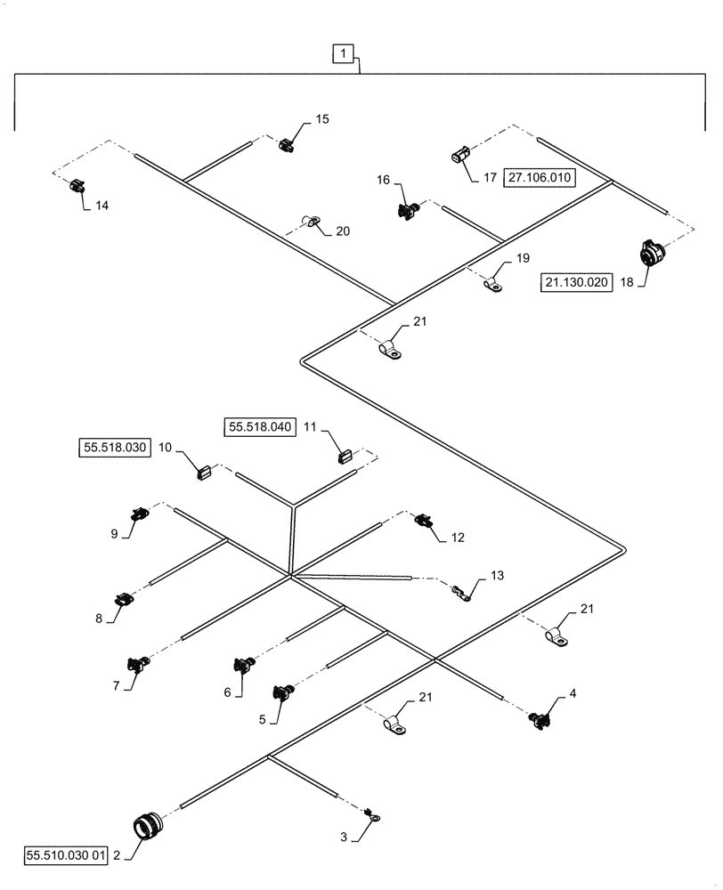 Схема запчастей Case 921G - (55.024.010[02]) - TRANSMISSION HARNESS ASSEMBLY (55) - ELECTRICAL SYSTEMS