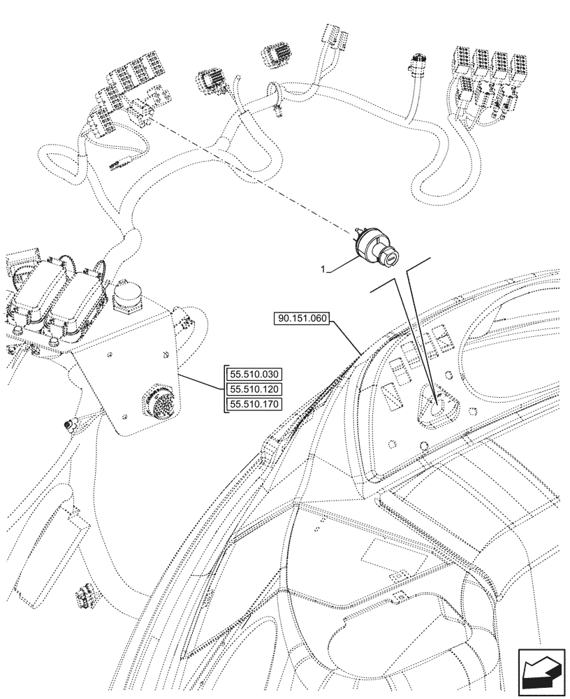 Схема запчастей Case 590SN - (55.201.020) - IGNITION SWITCH (55) - ELECTRICAL SYSTEMS