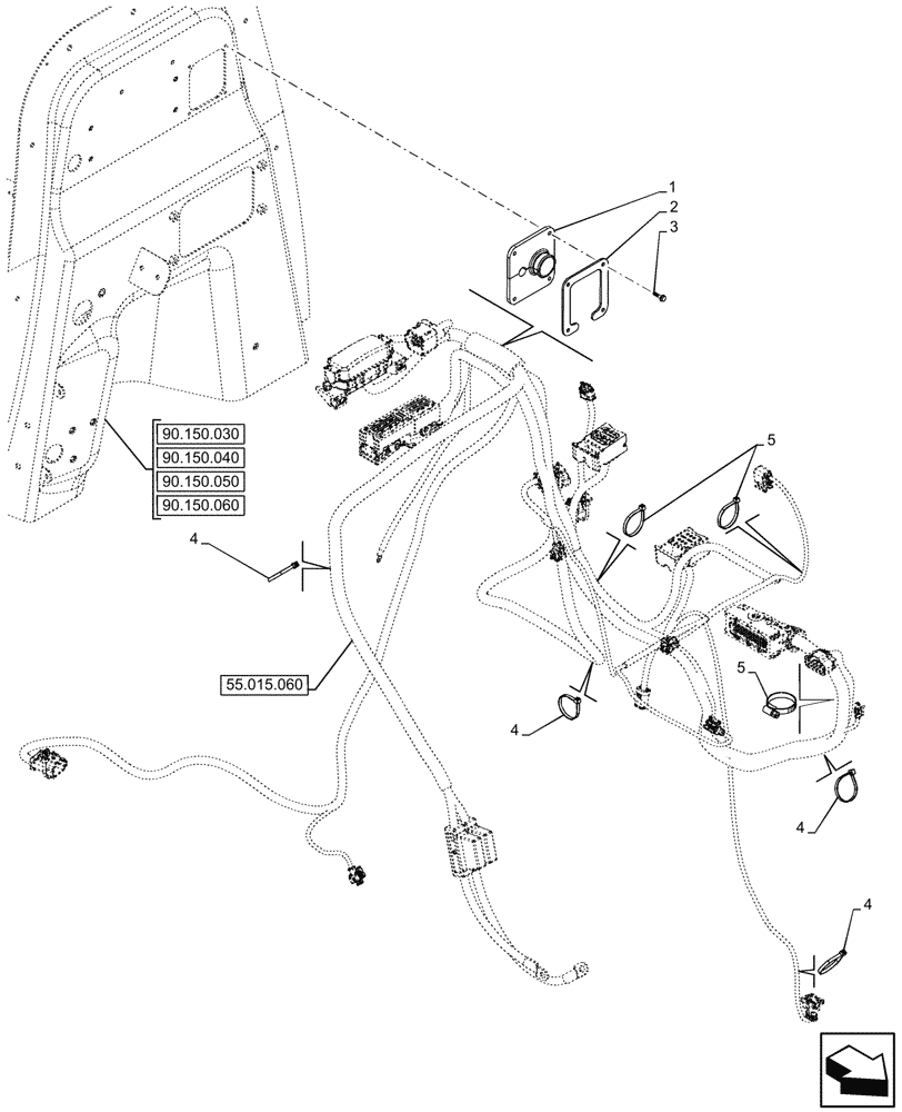 Схема запчастей Case 580SN - (55.015.070) - ENGINE, WIRE HARNESS (55) - ELECTRICAL SYSTEMS