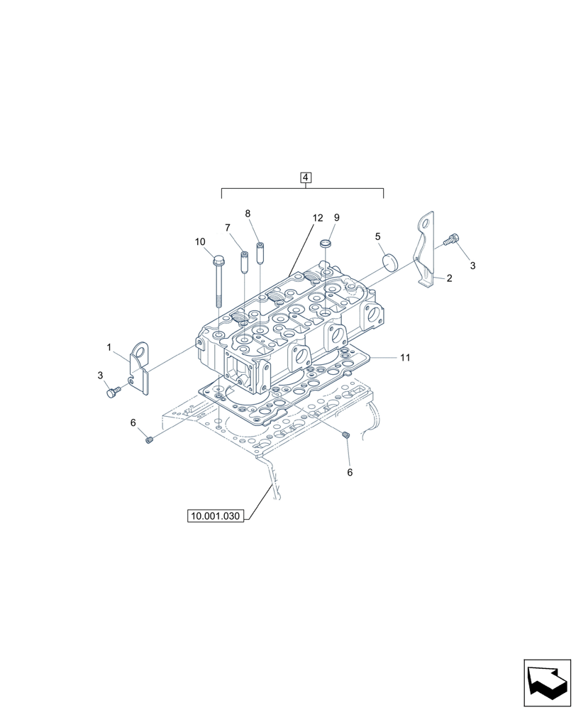 Схема запчастей Case CX26C - (10.101.010) - ENGINE, CYLINDER HEAD (10) - ENGINE