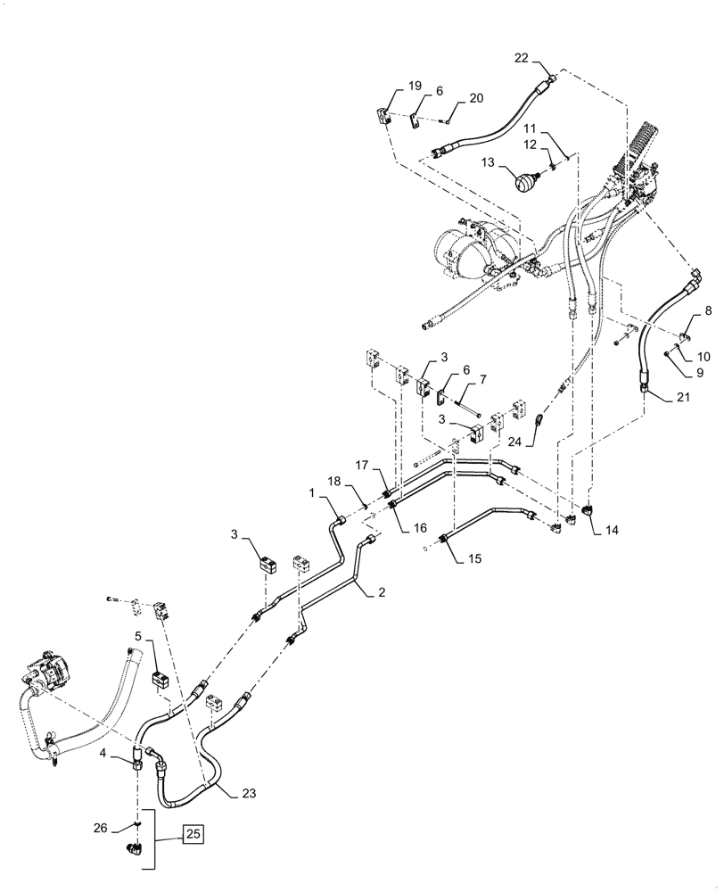 Схема запчастей Case 721G - (33.202.010[02]) - MAIN HYDRAULIC BRAKE, LINES (33) - BRAKES & CONTROLS