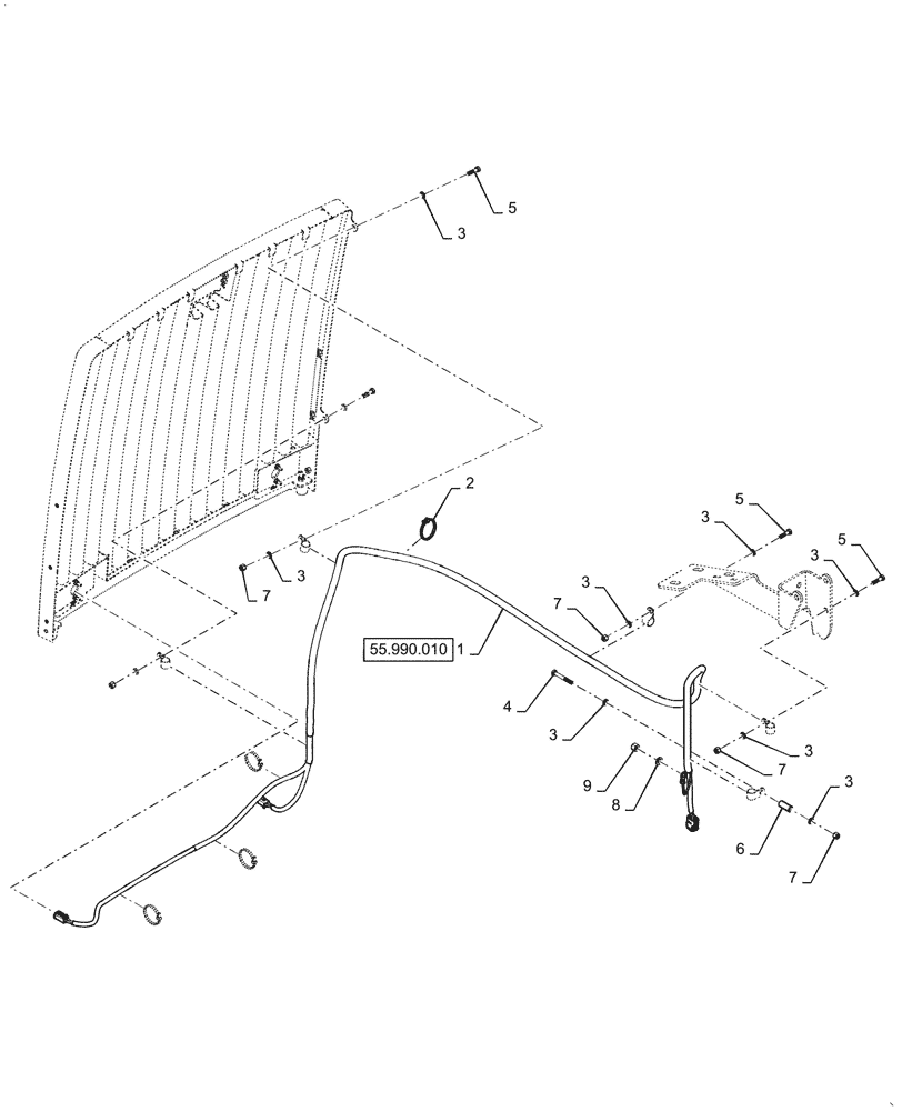 Схема запчастей Case 821G - (55.990.010[01]) - HOOD HARNESS INSTALLATION (55) - ELECTRICAL SYSTEMS