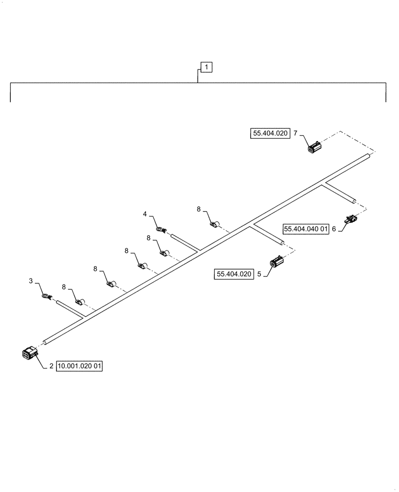 Схема запчастей Case 821G - (55.990.010[02]) - HOOD HARNESS ASSEMBLY (55) - ELECTRICAL SYSTEMS